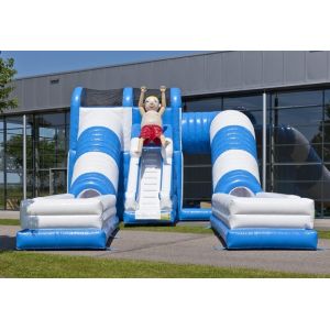 Blue / White Tunnel Commercial Inflatable Slide Safety Giant Inflatable Slide