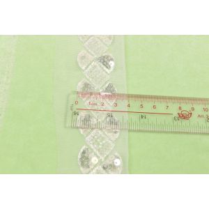 Delicate Fanlike Sequin Lace Trim 60mm Width Bugles Equipped