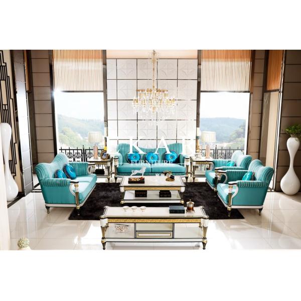 High Quality European Style Blue Fabric Sofa FLN-M-SF301