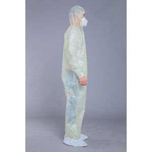 Yellow PP SMS SF Disposable Coveralls With Hood
