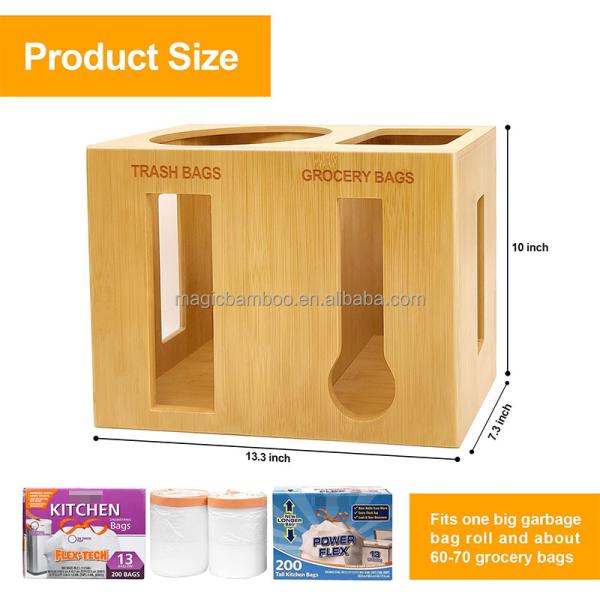 Multi-Functional Square Wall Mount Trash Bag Grocery Bag Storage Dispenser for Kitchen