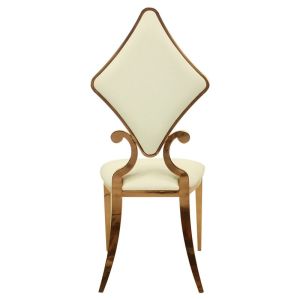 Stackable Stainless Steel Wedding Chair Prismatic Back Upholstered Seats