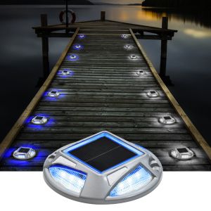 Solar Dock Light with Bright Bule/Cold White Illumination IP67 Waterproof
