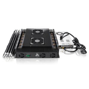 Powerful 12 bands jammer blocks 2G,3G,4G,5G,WIFI,GPSL1 signals with an output