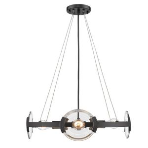 E27 annular painting matte black industry Crystal pendant light