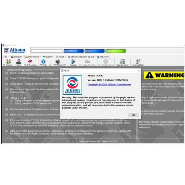 Buy Allison DOC Premium V2024.11 Allison Transmission Diagnostic Software at wholesale prices