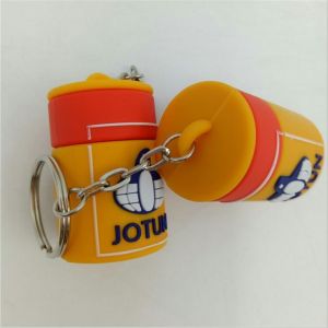 Personalized Drink Water Bottle Shaped Silicone Rubber PVC Keychains / Key