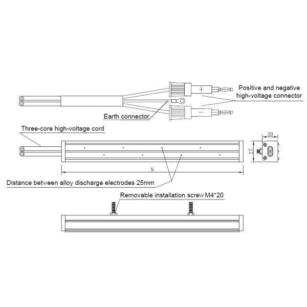 High Voltage Anti Static Ionizing Bar 5W Independent Positive / Negative