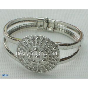 High quality alloy metal bangles with white plated and rhinstone