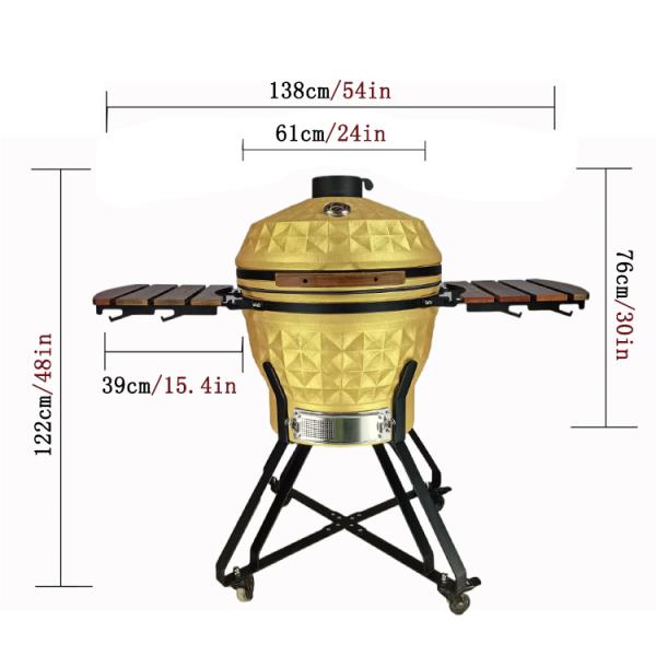 KIMSTONE 2023 New Bbq Grill Parrilla Kamado 24 with Kamado Heat Deflector Bbq Grill Grate Lifter Cooking Gripper