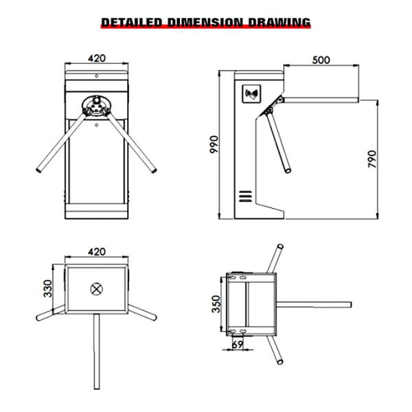 304 Stainless Steel Tripod Turnstile Gate