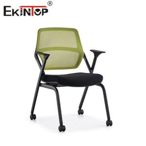 China Foldable 3D Armrests Training Chair Green Mesh Back With Wheels on sale