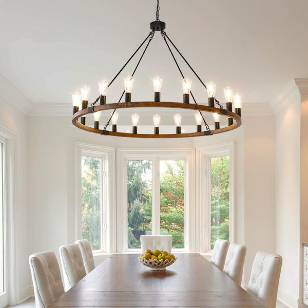 JYLIGHTING Classic American Country Crtyle Iron Dining Room High End Wooden Color Modern Pendant Light