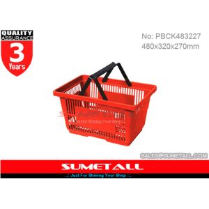 China Supermarket Plastic Shopping Basket With Handles on sale