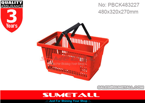 Buy Supermarket Plastic Shopping Basket With Handles at wholesale prices