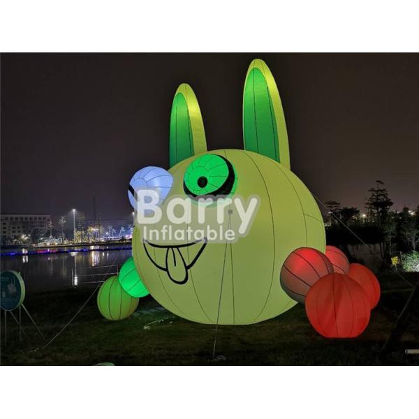 Outdoor Christmas Lovely Inflatable Rabbit Lighting Balloon For Advertisement
