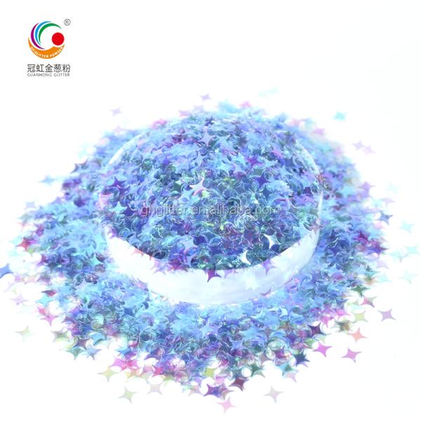 Craft Decoration GH9641 Eco-friendly Biodegradable Mixed Sizes Star Shape Cloud Blue Glitter Powder for Plastic Leather