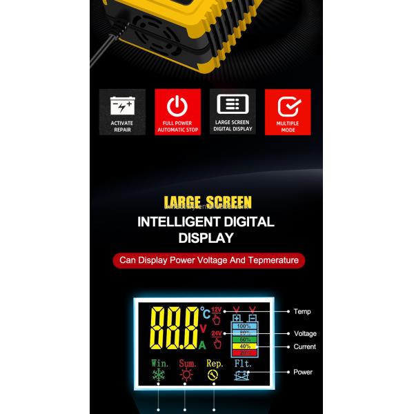 Full Intelligent Automatic Lead Acid Battery Charger for Dry Cell Water Battery 90% Charging Efficiency