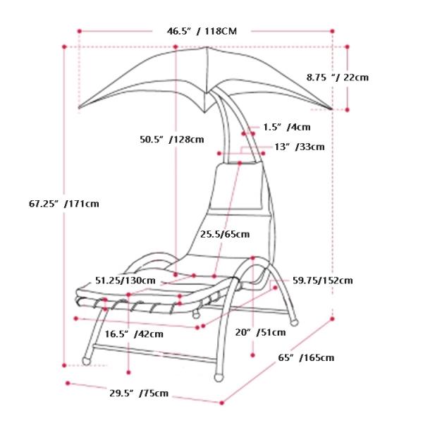 Outdoor Metal Fabric Beach Patio Garden Hammock Swing Chair with Canopy 118*171*165 CM