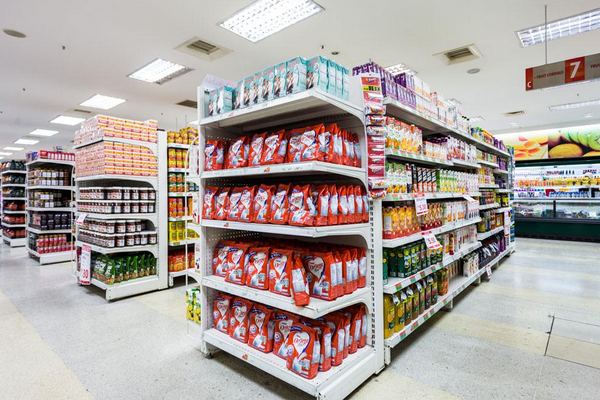 Single Side Supermarket Shelf Display Weight Of 80kgs Per Layer