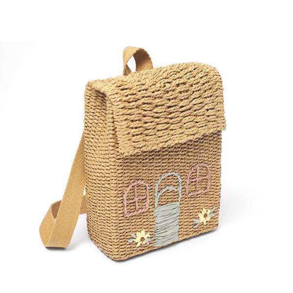 Women Rural Small Fresh Straw Woven Bag College Style Children Backpack