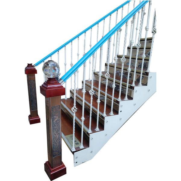 Electrostatic Spraying Iron Black Metal Railing Interior Stair Balustrade