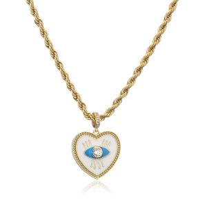 China Gold Plated Heart Evil Eye Necklace on sale