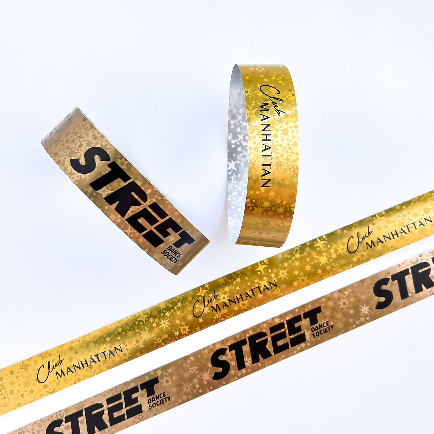 Security Holographic Wristbands Disposable Featuring Custom Printed Text and