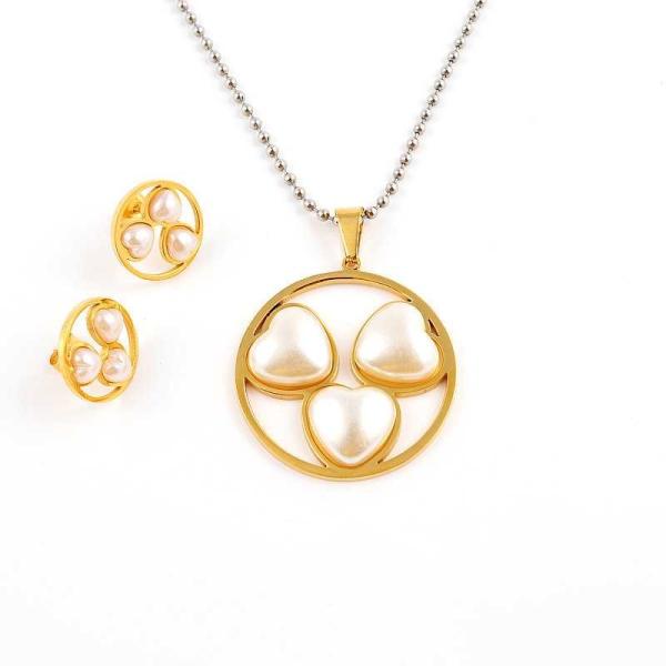 South American Fashion Stainless Steel Earrings With Matched Pendant Necklace