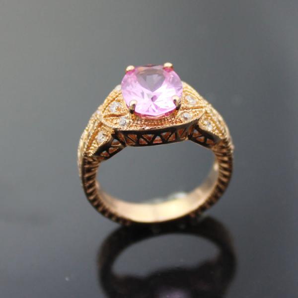 925 Silver Engagement Ring with 8mmx10mm Blue Topaz CZ Diamonds (F94)