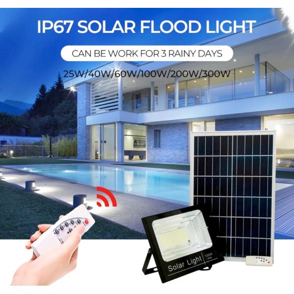 60W 200W Solar Powered LED Flood Lights Outdoor IP65 Waterproof