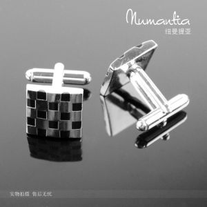 Heyco silver rectangular shell conch mop cufflinks cuff-links