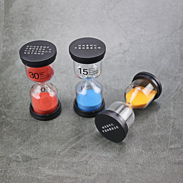 Black Cap Small Hourglass Timer 30 Minutes Color Customized for Timing