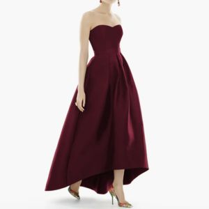 Gorgeous Factory Custom-made Size High/Low Burgundy Satin Ball Gown Evening