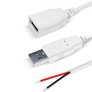 Custom 1m 2m 3m White USB A Male to Open End Tinned Wire Breakout Extension