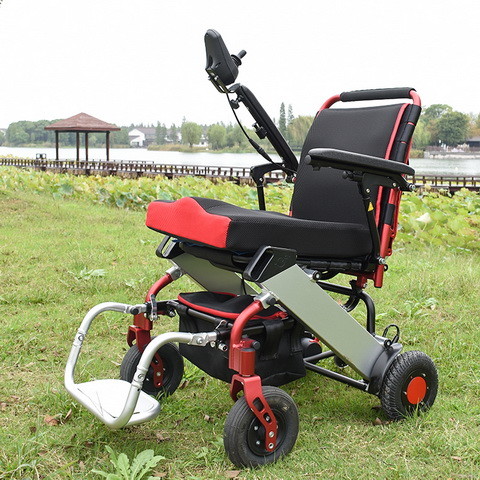 Brush Motor Light Foldable Electric Wheelchair With Rigid PU Tyre