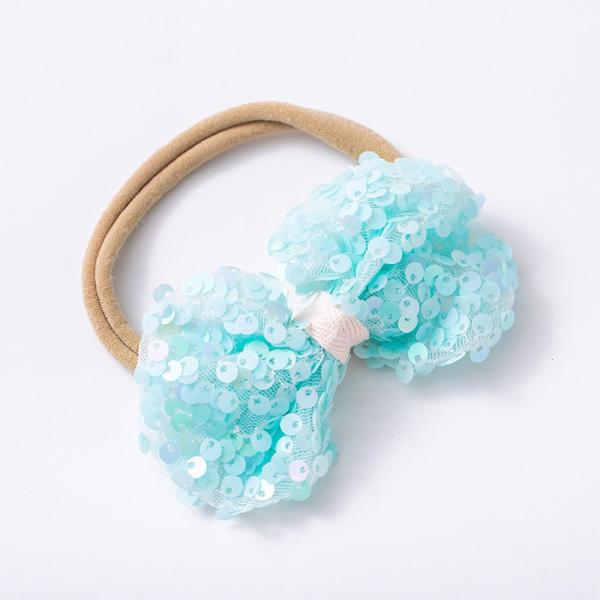 Wedding Fashion Sequin Newborn Nylon Bow Headbands Soft Lovely Elastic Princess