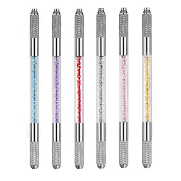 Crystal Microblading Tattoo Pen Double Headed Microblading Permanent Eyebrow Makeup