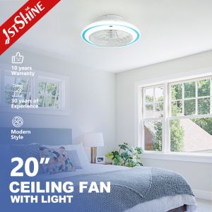 Small 20 Inch Flush Mount LED Ceiling Fan with Light and Color Temperature 3000