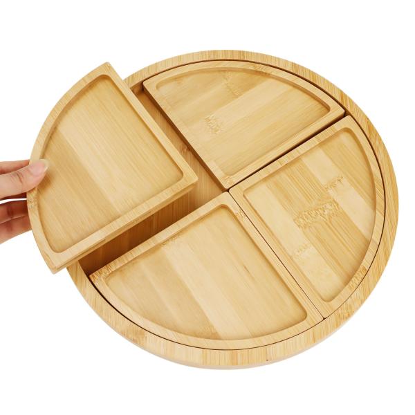 Buy Anti Bacterial Bamboo Wooden Tray With 4 Dividers at wholesale prices