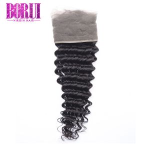 10a Grade Deep Curly Brazilian Hair Lace Frontal Pre Plucked Swiss Lace