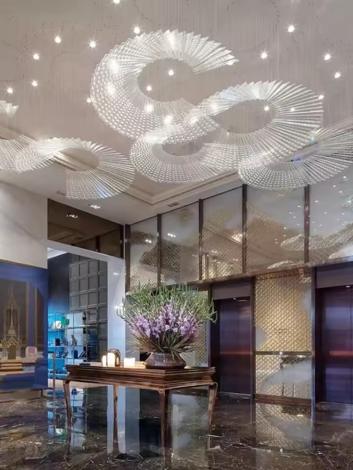 Modern Luxury Unique Glass Engineering Non-customized Large Chandelier Lighting
