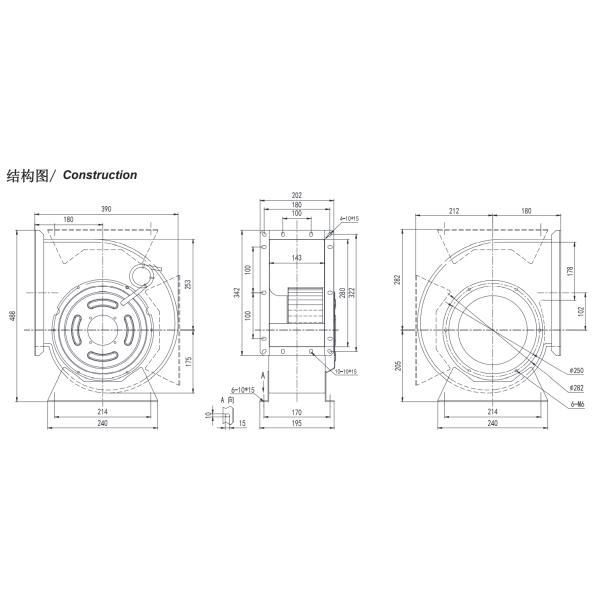 Galvanized Steel Forward Curved Centrifugal Blower 225mm Impeller For Ventilation