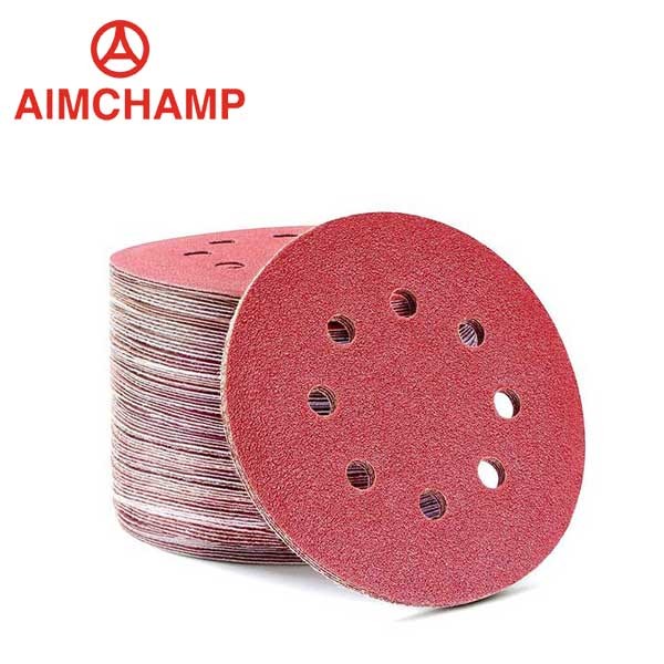 Buy Sanding Disc Sandpaper 6 Inch 150mm Red Aluminum Oxide Sand Paper 8 holes at wholesale prices