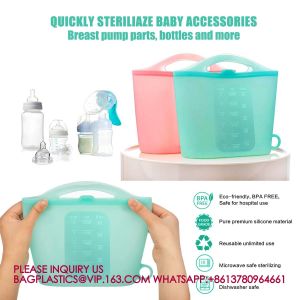 Silicone Microwave Sterilizer Bag Breast Pump Sterilizer Bags Pacifiers, Steam
