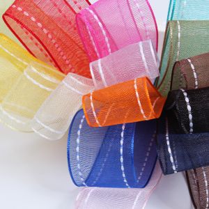 25mm|38mm Stitched Edge Polyester Organza Ribbon for Flower Gift Packing