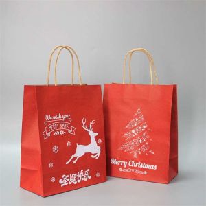 Biodegradable Merry Christmas Gift Packaging Bags Custom Print
