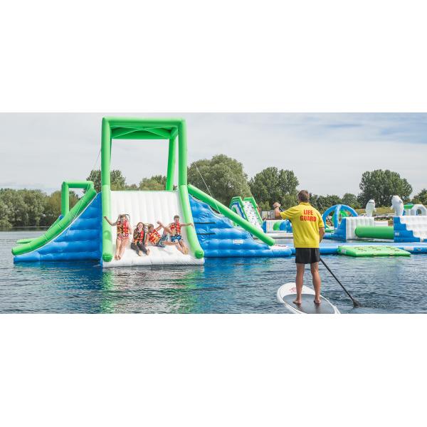 Oxford Inflatable Aqua Fun Park / Customized Inflatable Water Park Games For Lake