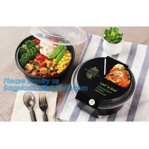 1000ml Black Disposable Biodegradable Bento Food Noodles Container PP Plastic