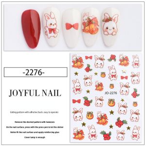 Cartoon Nail Enhancement Stickers with Multicolor Rabbit Bells and Santa Claus